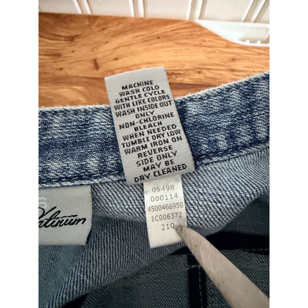 Chico's Platinum Ruffle Denim Jacket Rhinestone Light Wash Size 2 Large - Picture 5 of 16